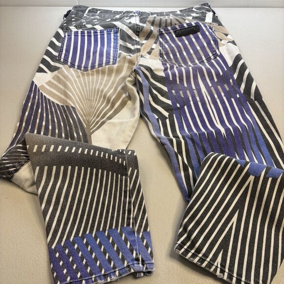 VTG 90s Roberto Cavalli /Ittierre AOP Psychedelic Illusion Stripe Jeans Size 28 - Picture 4 of 16